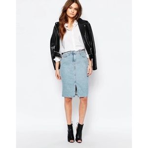 🤑📦 ASOS New Look Split Front Denim Midi Skirt